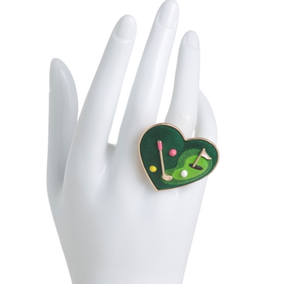Betsey Johnson Golf Heart Statement Stretch Ring New